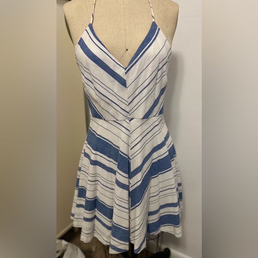 - Lulus striped halter mini dress